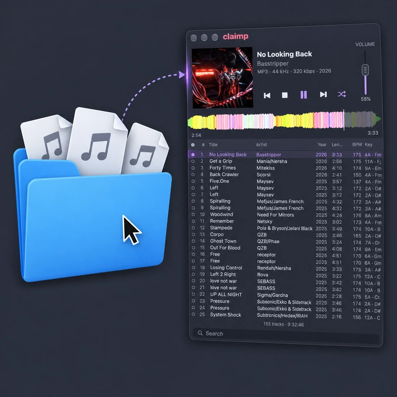 Music folder dropped into Claimp